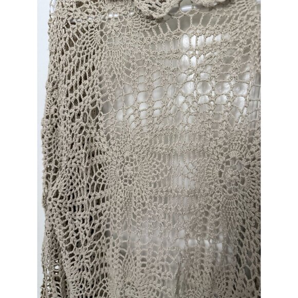 Vintage Y2K White Stag Cream Crochet Long Sleeve Cardigan Sweater Womens Large 1 - Picture 4 of 4